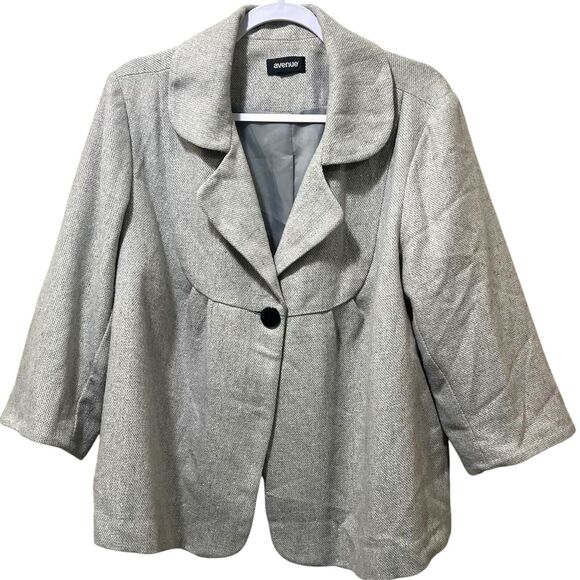 Avenue Women's Peacoat Gray Metallic Sparkly, Button, Missing Size Tag, Est. 2X - Picture 1 of 9